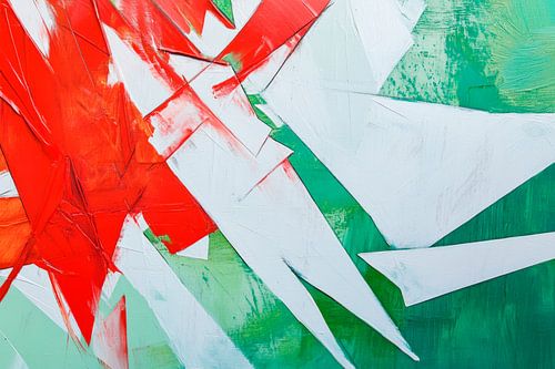 Abstracte kleurencombinatie in rood en groen