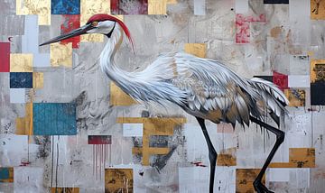 Schilderij Reiger Abstract van Kunst Kriebels