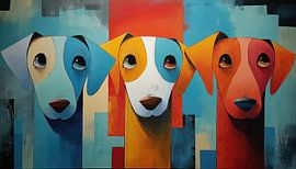 Abstracte schattige puppies panorama