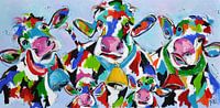 Cow trio with bell blue