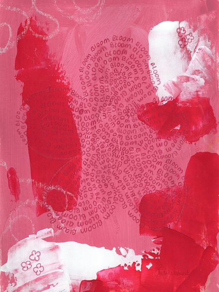 Rosa Rot Abstrakte Blume Typografie - Blaze | Waves of Bloom von Theda Wiebrands