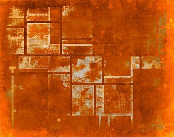 Rust Geometrie Grunge Geïnspireerd door Mondriaan van FRESH Fine Art