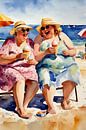 2 sociable ladies with an ice cream on the beach by De gezellige Dames thumbnail