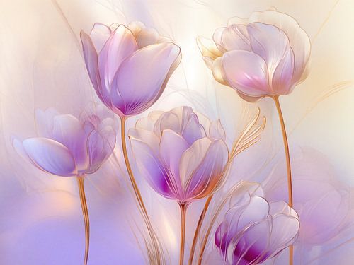 Tulpen in zachte kleuren