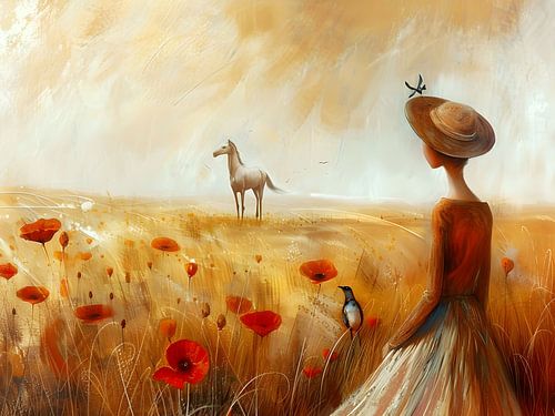 Het witte paard achter het veld