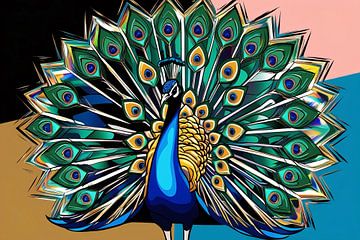 Paon abstrait coloré
