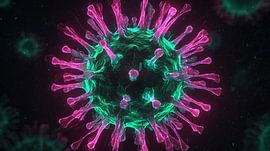 Neon coronavirus covid 19 roze-groen van TheXclusive Art
