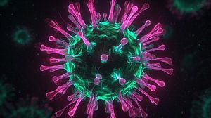 Neon coronavirus covid 19 rose-vert