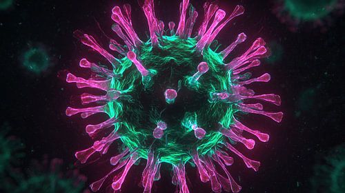 Neon-Coronavirus covid 19 rosa-grün