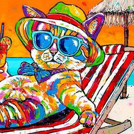 Beach Cat nap by Happy Paintings
