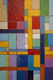 Abstraktes farbenfrohes geometrisches Ölgemälde auf Leinwand von Art & Soul Creations