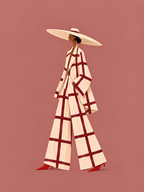 Burgundy Windowpanes on Dusty Rose by Mosaic Dialogue