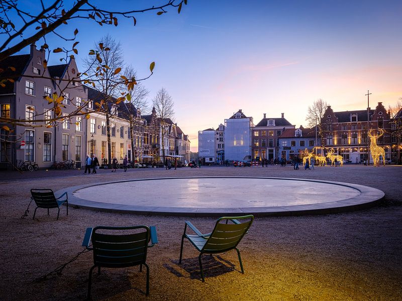 Title: "Christmas Eve at the Grote Kerkhof: Sunset in Deventer by Bart Ros