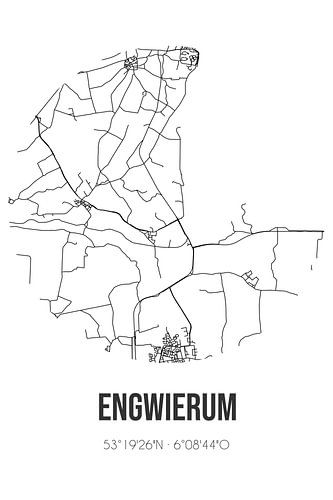 Engwierum (Fryslan) | Karte | Schwarz und Weiß