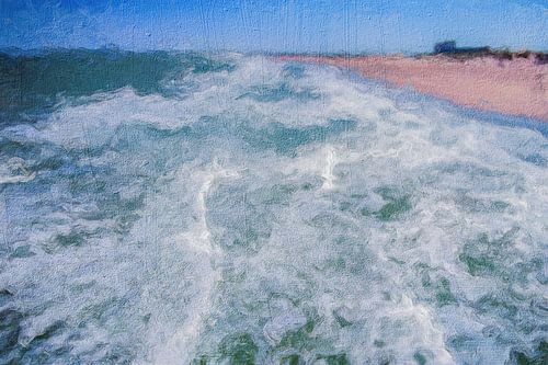 Une mer déchaînée frappe la plage sur Geert Van Baelen