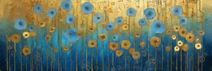 Blaue Blumen in der goldenen Dämmerung