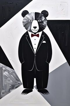 Panda in stylish black-and-white art by Art & Soul Creations