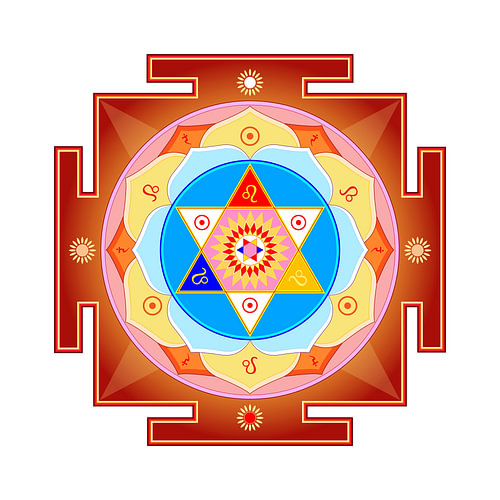 De Yantra van de Zon. De energie van het licht en de kracht van het leven. Yoga en Tantra meditatie.