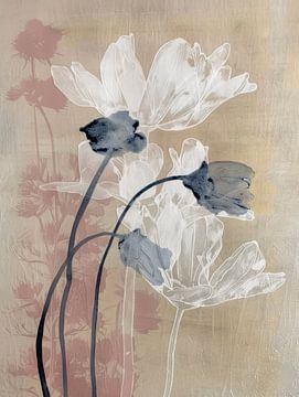 Botanische prent in pastelkleuren van Japandi Art Studio