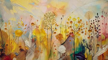 Bijzonder zomers bloemenveld schilderij: Gouden Grassen in de berm van Studio Pieternel