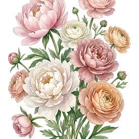 Pastell-Bouquet - Pfingstrosen und Ranunkeln von Max Steinwald