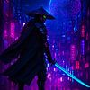 Cyberpunkstijl Samurai Ronin Japan van Ruzerin
