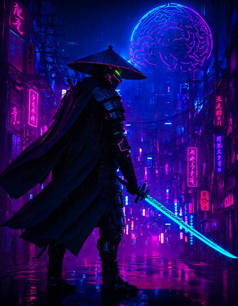 Cyberpunk-Stil Samurai Ronin Japan von Ruzerin