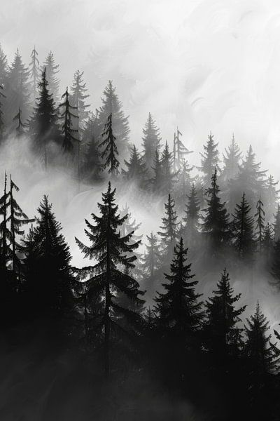 Mystical forest landscape in the fog by Poster Art Shop
