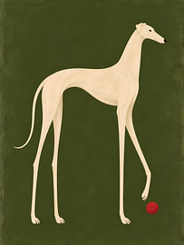 Der elfenbeinfarbene Windhund und der rote Ball von Mosaic Dialogue