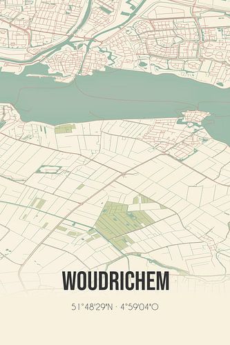 Alte Landkarte von Woudrichem (Nordbrabant)