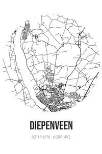 Diepenveen (Overijssel) | Karte | Schwarz und Weiß von Rezona