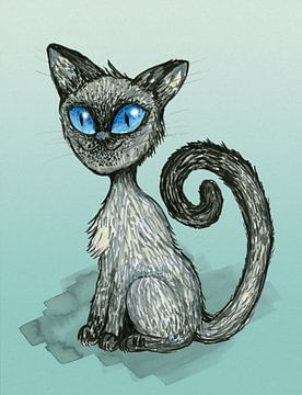 Tekening van een Siamese kat van Bianca Wisseloo