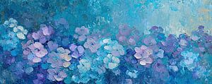 Blaue und fliederfarbene Blumen