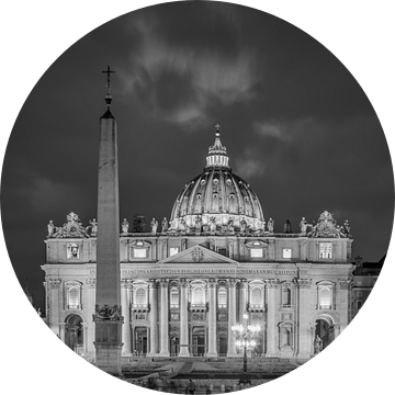 Italië in vierkant zwart wit, Rome - Vaticaan - Sint Pietersbasiliek