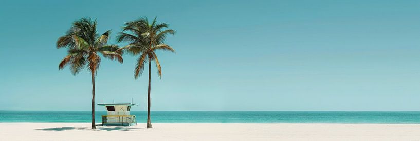 Tropisch strand met palmbomen van Poster Art Shop