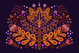 Florale Komposition Folk Art Ornament von Elena Orlowski