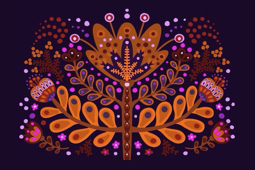 Bloemencompositie Volkskunst van Elena Orlowski