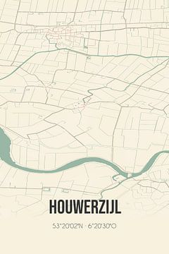 Vintage map of Houwerzijl (Groningen) by Rezona