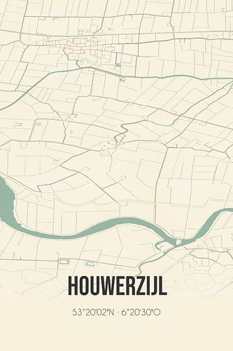 Alte Karte von Houwerzijl (Groningen)
