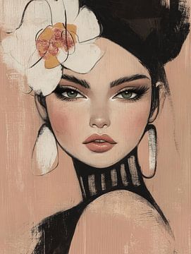 Modern portrait in terracotta, black and white by Carla Van Iersel