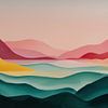 Panorama abstrait représentant une mer aux vagues colorées sur TheXclusive Art