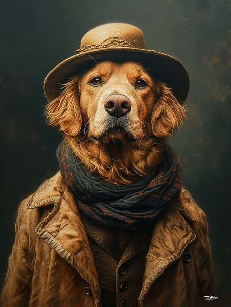 Hund in viktorianischem Kleid von Gelissen Artworks