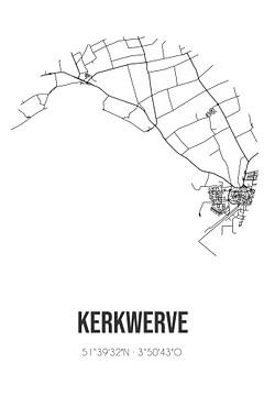 Kerkwerve (Zeeland) | Karte | Schwarz und weiß von Rezona