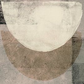 White, brown and black shapes. Modern abstract art. by Dina Dankers