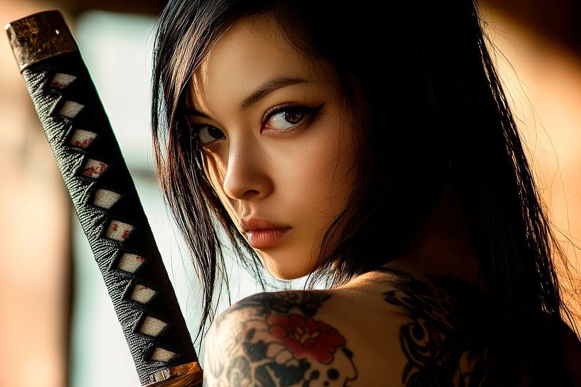 Fighter with sword and tattoos by Poster Art Shop