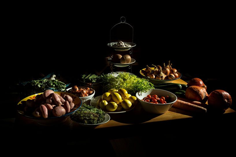 Keukentafel stilleven van Siebe Baarda Fotografie