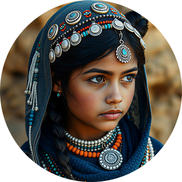 een berber meisje met traditioneel kleding en sieraden.