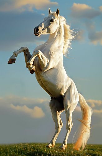 Prancing horse standing panorama