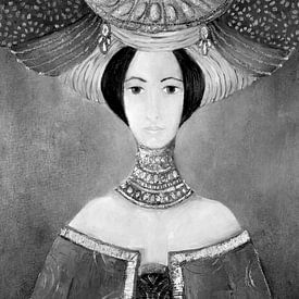 Vorstelijk Portret - Elegante Figuratieve Kunstdruk in Klassiek van Ela Szczepaniak