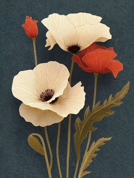 Poppy from block print by PixelPrestige